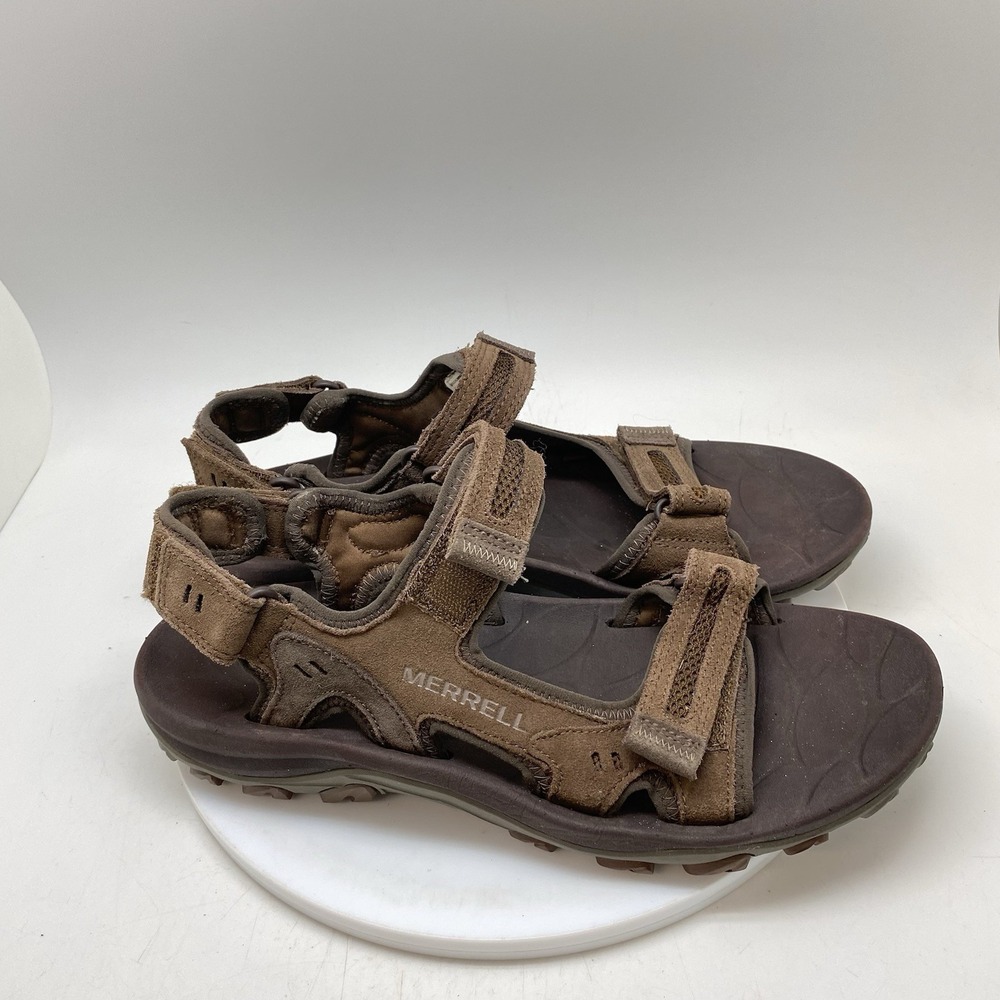 Merrell Sandals Mens 11 Hiking Sport Huntington Brown Leather Strap J036845
